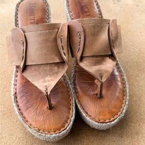 Born Tan Leather Slip-On Sandals